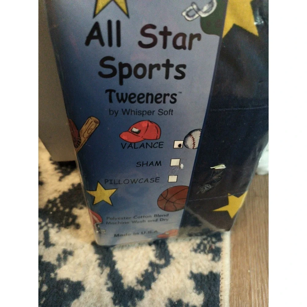 Whisper Soft Mills All Star Sports Tweeners Navy Valance Curtains 81